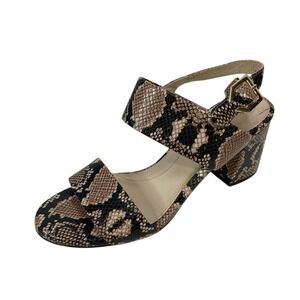 Cole Haan Grandseries Snake Print 7‎ B Block Heel Sandals Ankle Strap Shoes